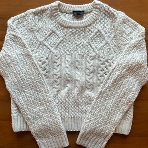 Topshop crew neck cropped cable knit sweater